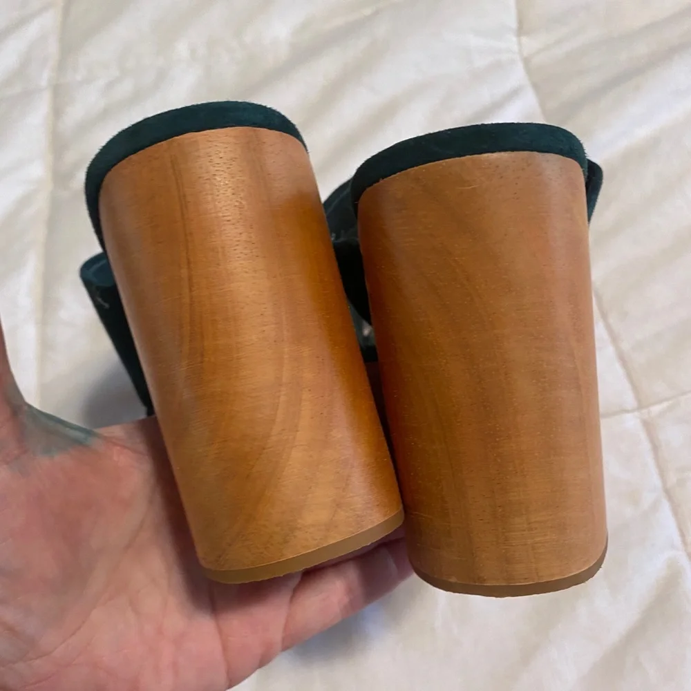 Charlotte Stone Green Suede Platform Shoes - Picture 3 of 14